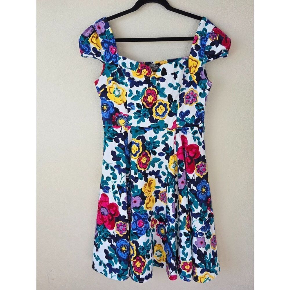 Hearts & Roses Retro Dress Plus Size 18 Bold Floral A-line Pin Up Rockabilly